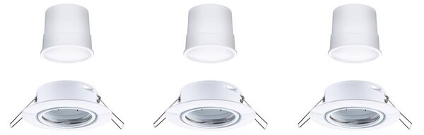 Paulmann podhledové bodové svítidlo Coin Base, bílé, sada 3 ks, 3000 K, ZigBee, stmívatelný, Bílá / opál, Obývací pokoj / jídelna, kov, Moderní, Podhledové stropní svítidlo