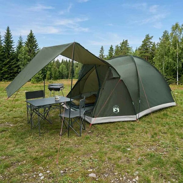 Chata stan se střechou Armádní zelená 4 osoby Polyester a ocel