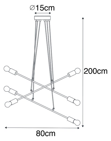 Moderní závěsné svítidlo černé 80 cm 6-světlo - Sydney
