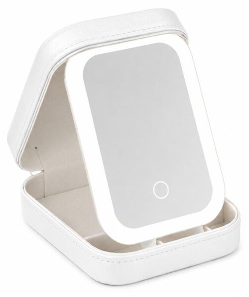 Verk 27637 Cestovní kosmetický organizér s LED zrcátkem, USB, bílý