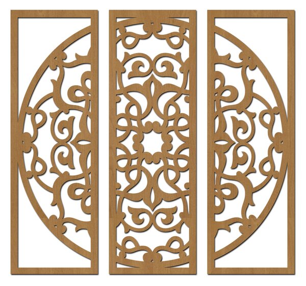 Dřevěná 3 dílná mandala ZEMĚ Barevný vzor: Třešeň, Rozměry (cm): 70x65