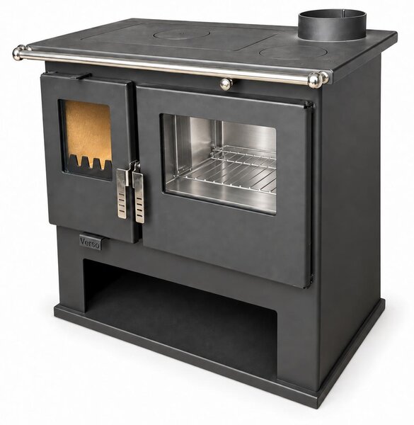 Verso CS Inox - Stylový dřevěný sporák 7,7 kW s nerezovým troubou a vařičem