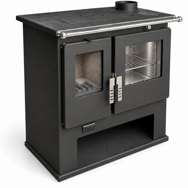 Verso CS Inox - Stylový dřevěný sporák 7,7 kW s nerezovým troubou a vařičem