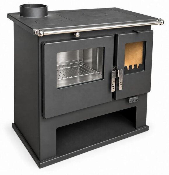 EEK A+ - Verso CS Inox 7,7 kW krbová kamna na dřevo s nerezovou ocelí vlevo