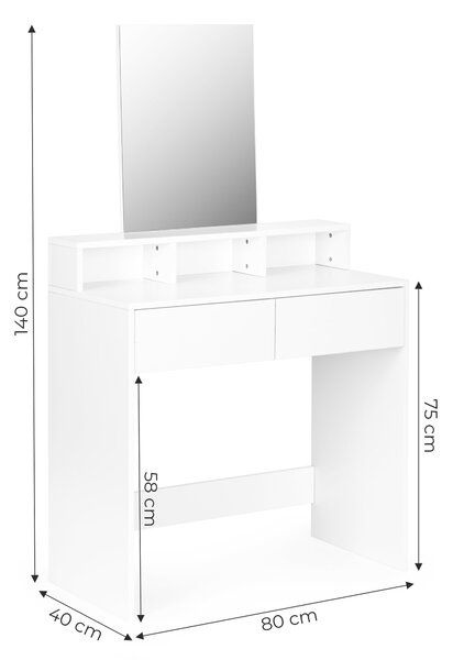Velký moderní kosmetický toaletní stolek zrcadlo zásuvky ModernHome