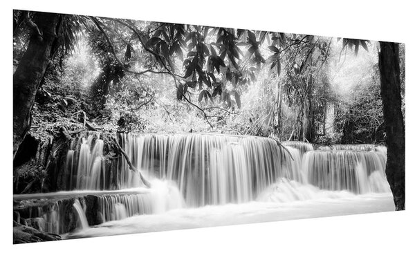 Černobílý obraz vodopádů (100x40 cm)