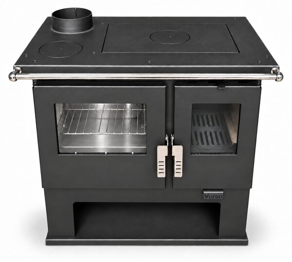 EEK A+ - Verso CS Inox 7,7 kW krbová kamna na dřevo s nerezovou ocelí vlevo
