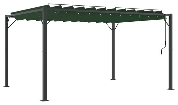 Altán s lamelovou střechou 3 x 4 x 2,14 m Zelená Látka a hliník