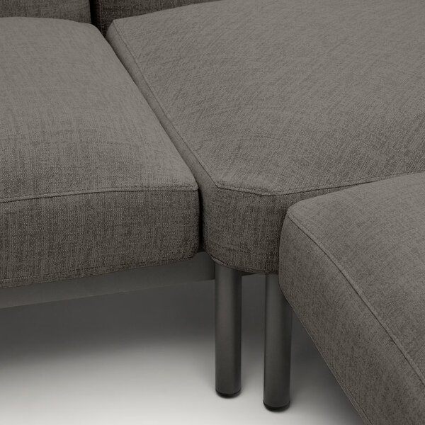 Kave Home Zahradní rohová pohovka Sorells 446 cm se stolky se šedou podnoží