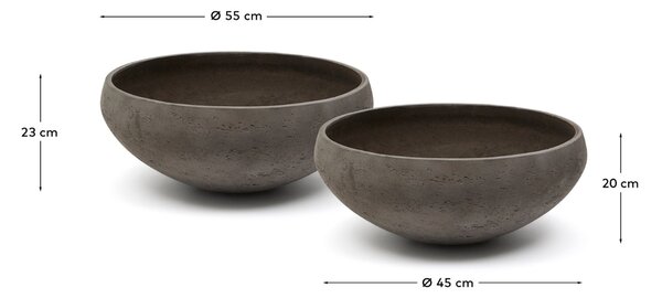Set dvou šedých zahradních květináčů Kave Home Nura Ø 45/55 cm
