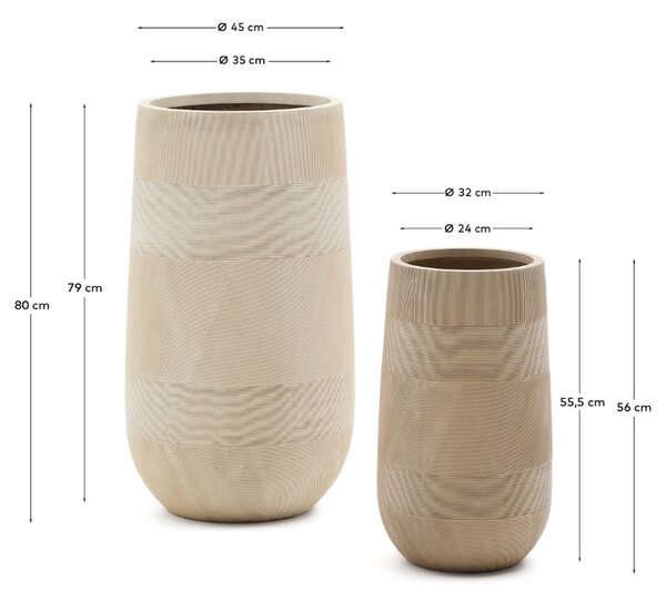 Kave Home Set dvou béžových zahradních květináčů Tival ⌀ 24/35 cm