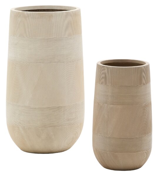 Kave Home Set dvou béžových zahradních květináčů Tival ⌀ 24/35 cm