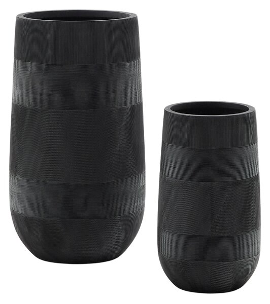 Kave Home Set dvou černých zahradních květináčů Tival ⌀ 24/35 cm