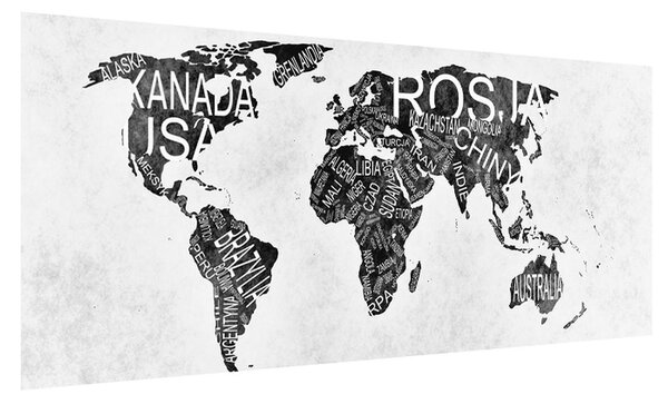 Obraz mapy světa (100x40 cm)