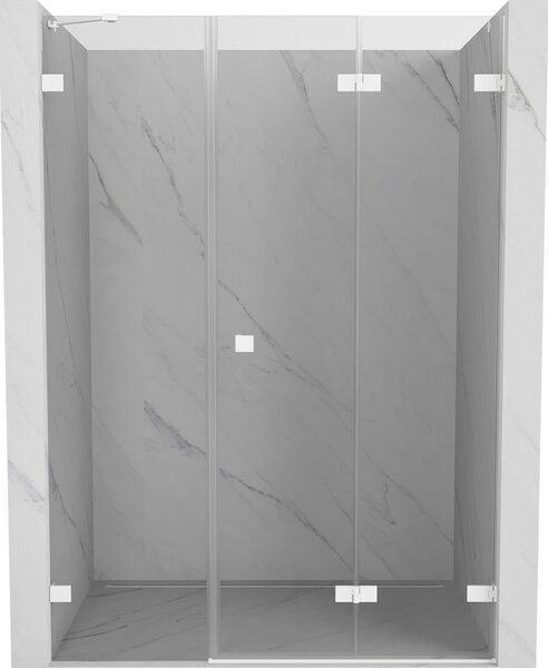 Mexen Lunar-F, pravé sklápěcí sprchové dveře 130 cm, 8mm čiré sklo, bílý profil, 836S-130-050-20-00-P
