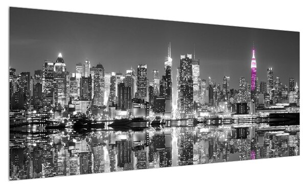 Černobílý obraz New Yorku (100x40 cm)