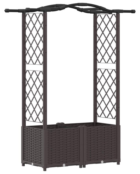 Vyvýšený záhon s treláží a střechou Hnědá 125 x 40 x 138 cm PP