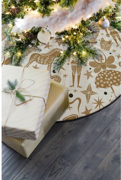 Bavlněný koberec pod vánoční stromeček Butter Kings Golden Nut Cracker, ø 130 cm