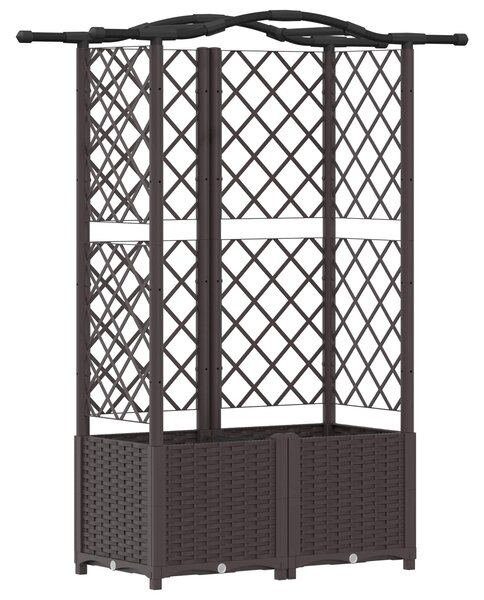Vyvýšený záhon s treláží a střechou Hnědá 122 x 40 x 138 cm PP