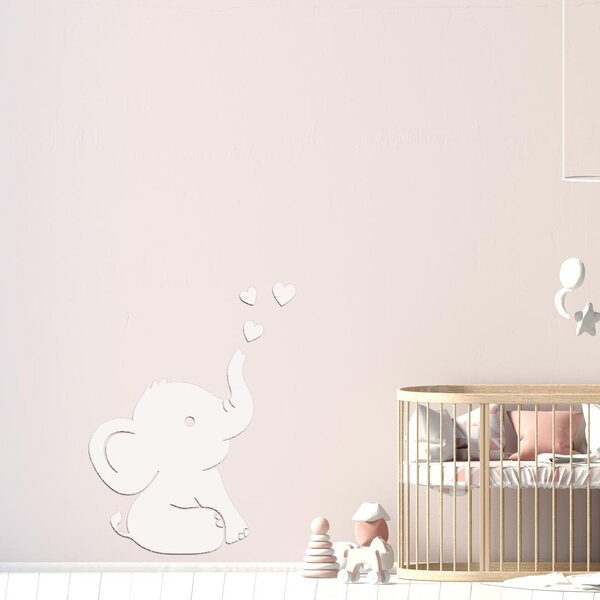 Dřevo života | Dřevěná dekorace BABY SLON | Barva: Bílá | Rozměry (cm): 40x50