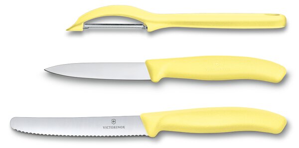 VICTORINOX Sada dvou nožů a škrabky Swiss Classic žlutá