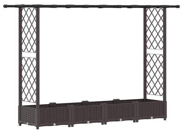 Vyvýšený záhon s treláží a střechou Hnědá 203 x 40 x 121 cm PP