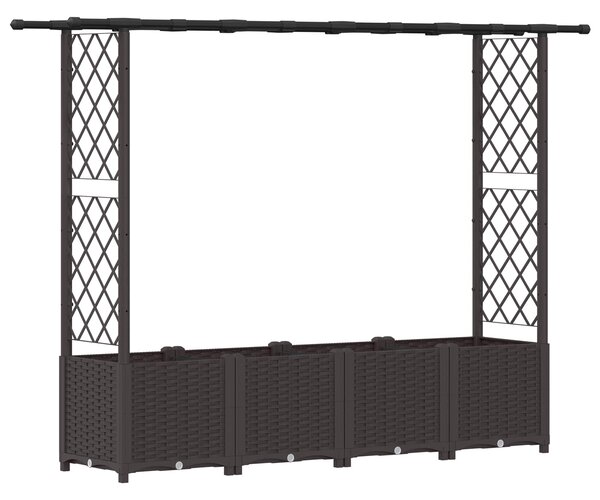 Vyvýšený záhon s treláží a střechou Hnědá 203 x 40 x 136 cm PP