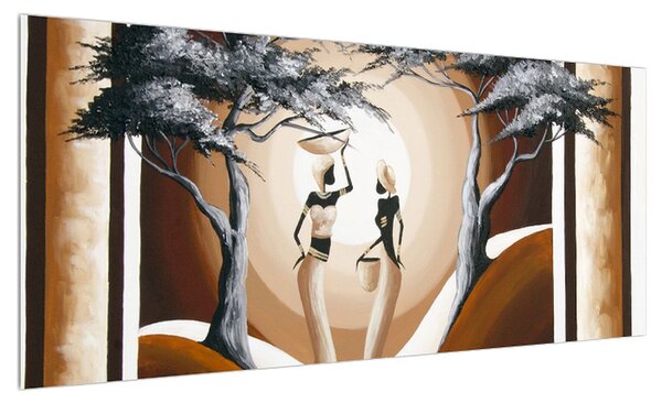 Orientální obraz dvou žen a stromu (100x40 cm)