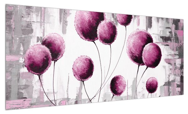 Abstraktní obraz - růžové balónky (100x40 cm)