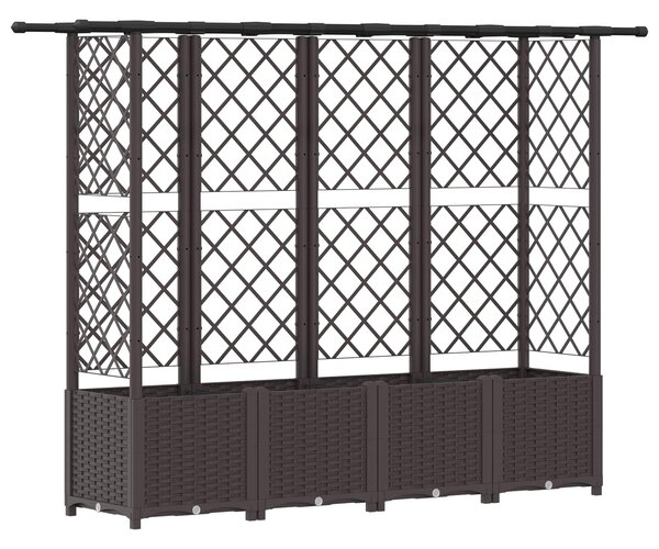 Vyvýšený záhon s treláží a střechou Hnědá 202 x 40 x 136 cm PP