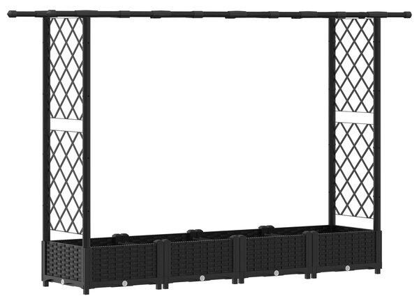 Vyvýšený záhon s treláží a střechou Černá 203 x 40 x 121 cm PP