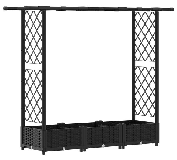 Vyvýšený záhon s treláží a střechou Černá 164 x 40 x 121 cm PP