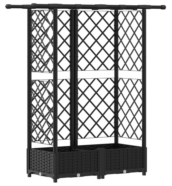 Vyvýšený záhon s treláží a střechou Černá 124 x 40 x 121 cm PP