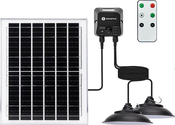 Aigostar - LED Solární lustr 2xLED/70W/12V 12000 mAh 6500K pr. 23,5 cm + DO