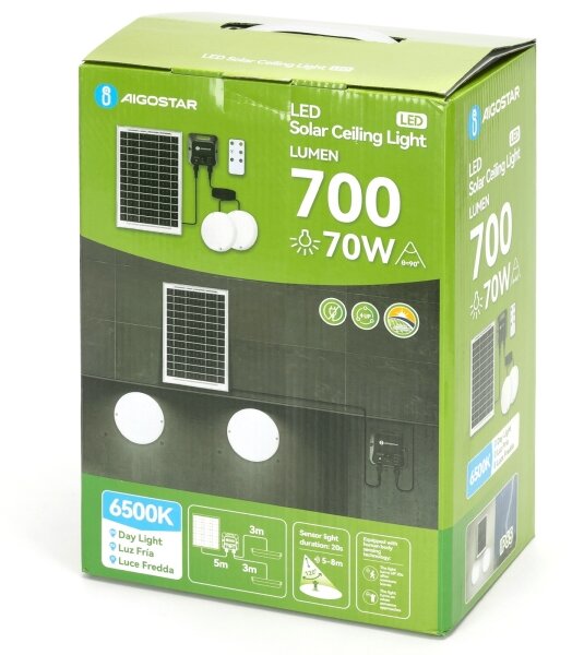 Aigostar - LED Solární stropní svítidlo 2xLED/35W/3,7V 6000 mAh IP65 + DO