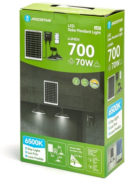 Aigostar - LED Solární lustr se senzorem 2xLED/35W/12V 6000mAh 6500K pr.15cm+DO