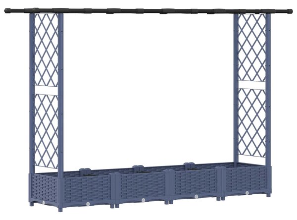 Vyvýšený záhon s treláží a střechou Šedá 203 x 40 x 121 cm PP