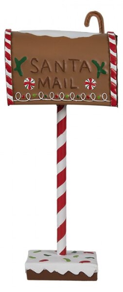 Kovová vánoční dekorace perníčková poštovní schránka s nápisem Santa Mail – 14x8x37 cm