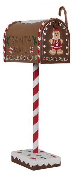 Kovová vánoční dekorace perníčková poštovní schránka s nápisem Santa Mail – 14x8x37 cm