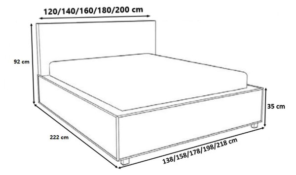 Moderní čalouněná postel s úložným prostorem 180x200 BERGEN - šedá eko kůže