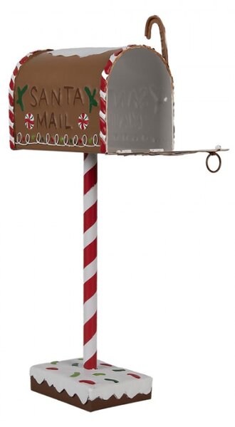 Kovová vánoční dekorace perníčková poštovní schránka s nápisem Santa Mail – 14x8x37 cm
