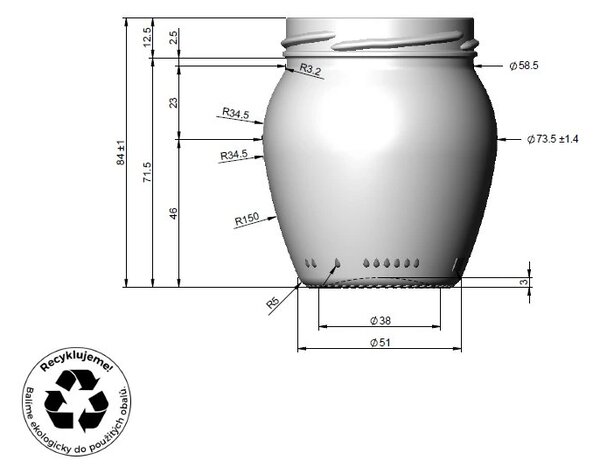 Zavařovací sklenice 212 ml ORCIO SOUDEK čirá - TO 63 Počet kusů v balení: 35