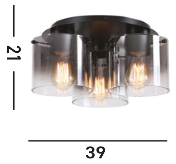 Searchlight 88911-3BK Stropní lustr SWEDEN BLACK kouřové sklo