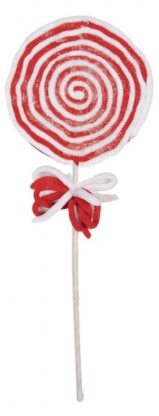 Červeno-bílá vánoční dekorace velké kulaté lízátko Candy Cane s mašlí – 41 cm