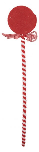 Červeno-bílá vánoční dekorace kulaté lízátko Candy Cane s mašlí – 41 cm