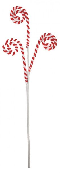 Červeno-bílá vánoční dekorace / zápich tři zatočené Candy Cane – 66 cm