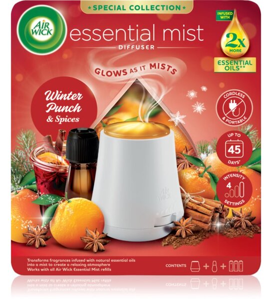Air Wick Essential Mist Winter Punch & Spices aroma difuzér s náplní + baterie 20 ml