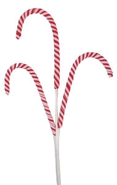 Červeno-bílá vánoční dekorace / zápich tři lízátky Candy Cane – 70 cm