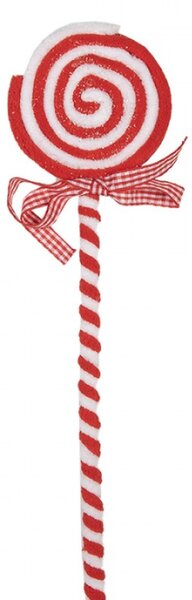 Červeno-bílá vánoční dekorace kulaté lízátko Candy Cane s mašlí – 41 cm