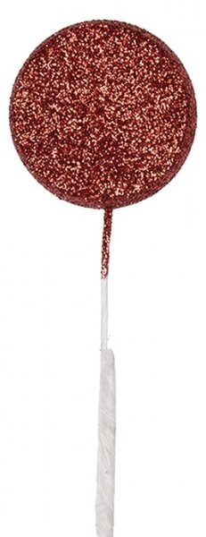 Červeno-bílá vánoční dekorace / zápich kulaté třpytivé lízátko Candy Cane – 40 cm